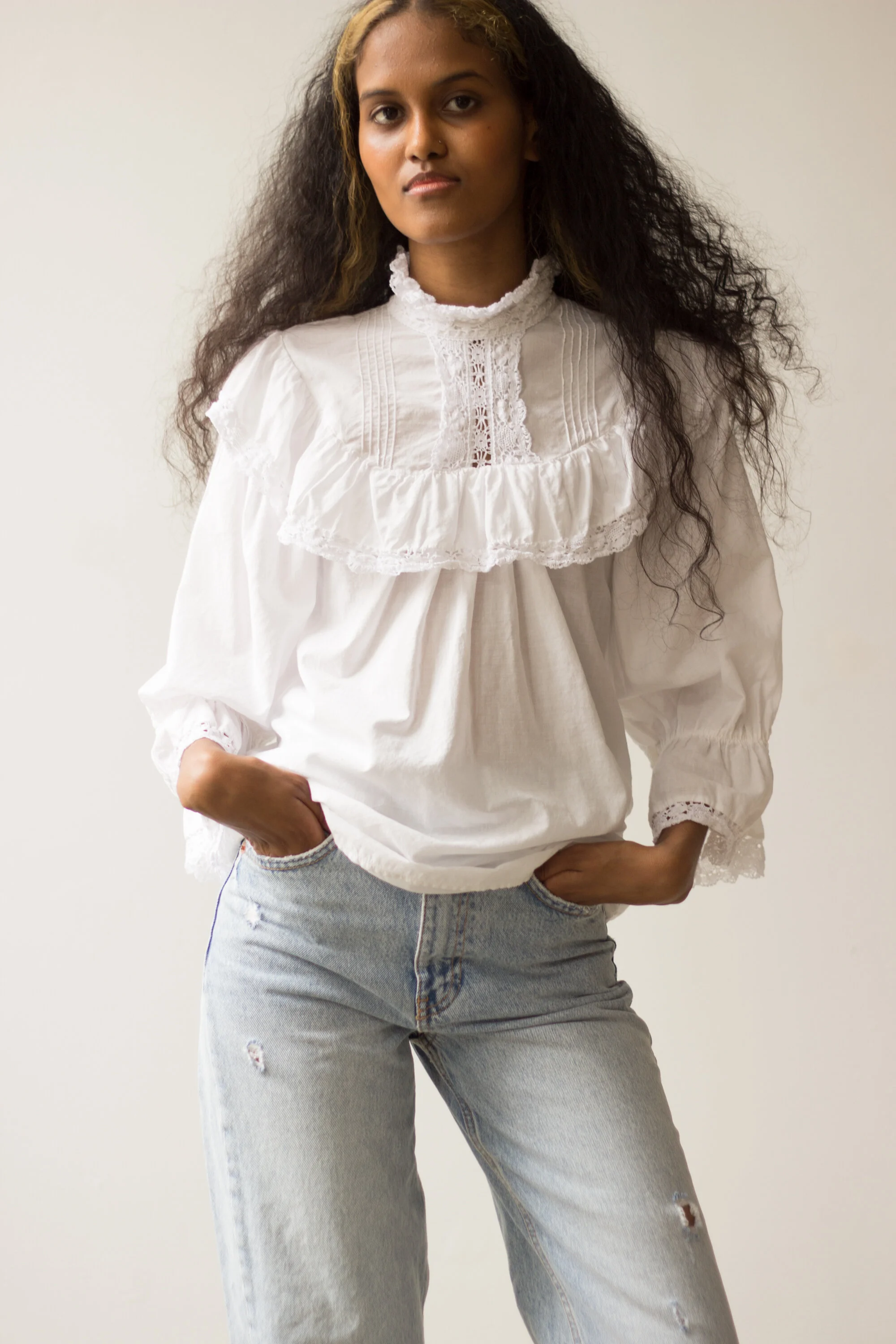1980s Made in Wales White Victoriana Blouse — Wayward Collection
